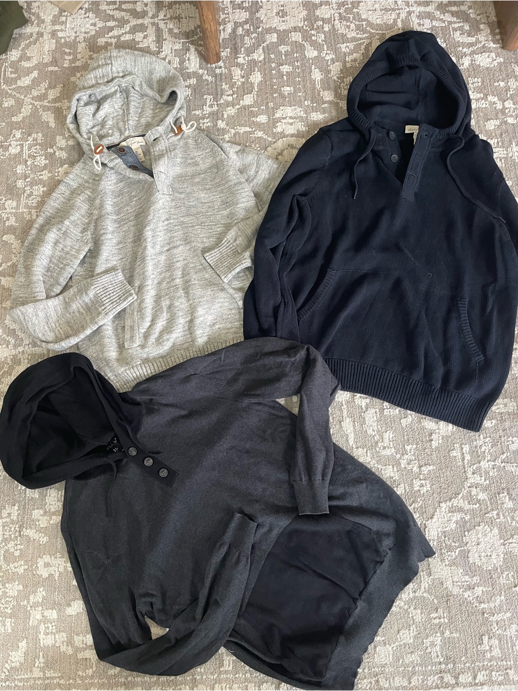 H&M Men's Hooded Pullovers - Light Gray, Navy, Charcoal